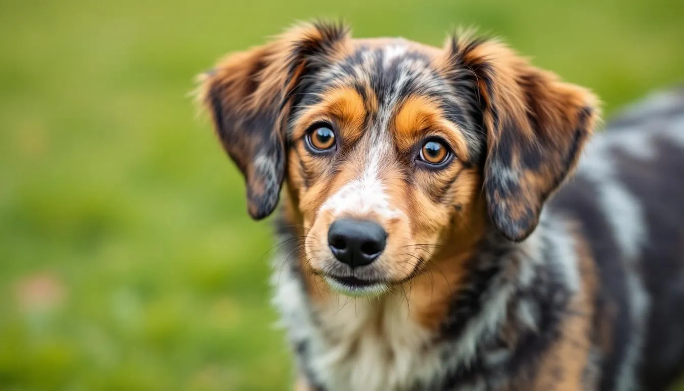 A mixed breed dog with a round face, large eyes, and floppy ears showcases its individual charm and appeal, embodying the playful behavior and child-like characteristics that make dogs so cute. Its soft fur and wagging tail evoke feelings of affection and trigger nurturing instincts in pet owners, reminding us of the strong bond between humans and their furry companions.