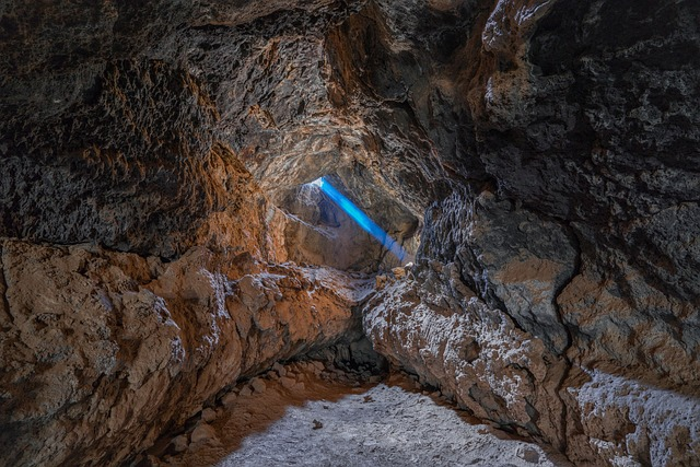 cave, geology, sunbeam