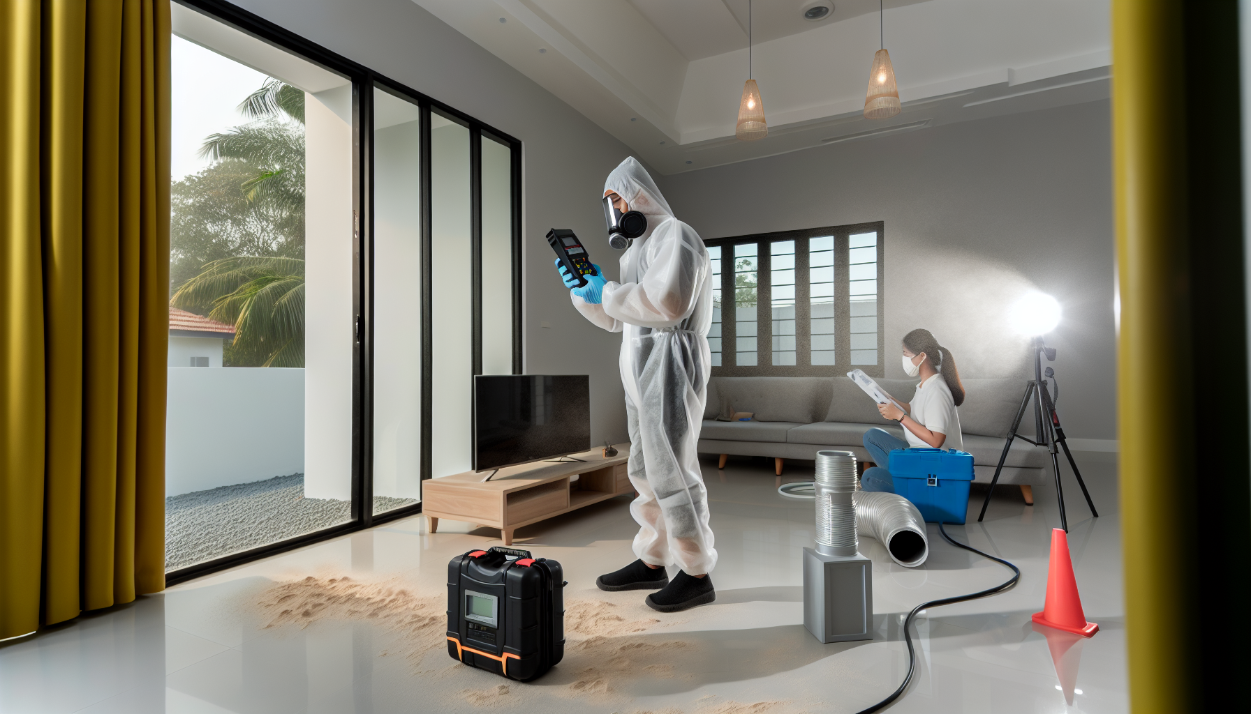 Photo of indoor air quality testing in a new construction