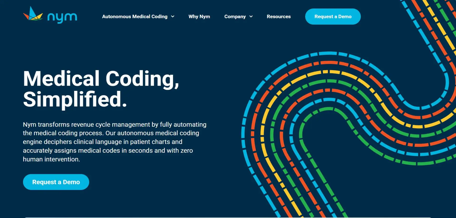 Homepage of Nym website