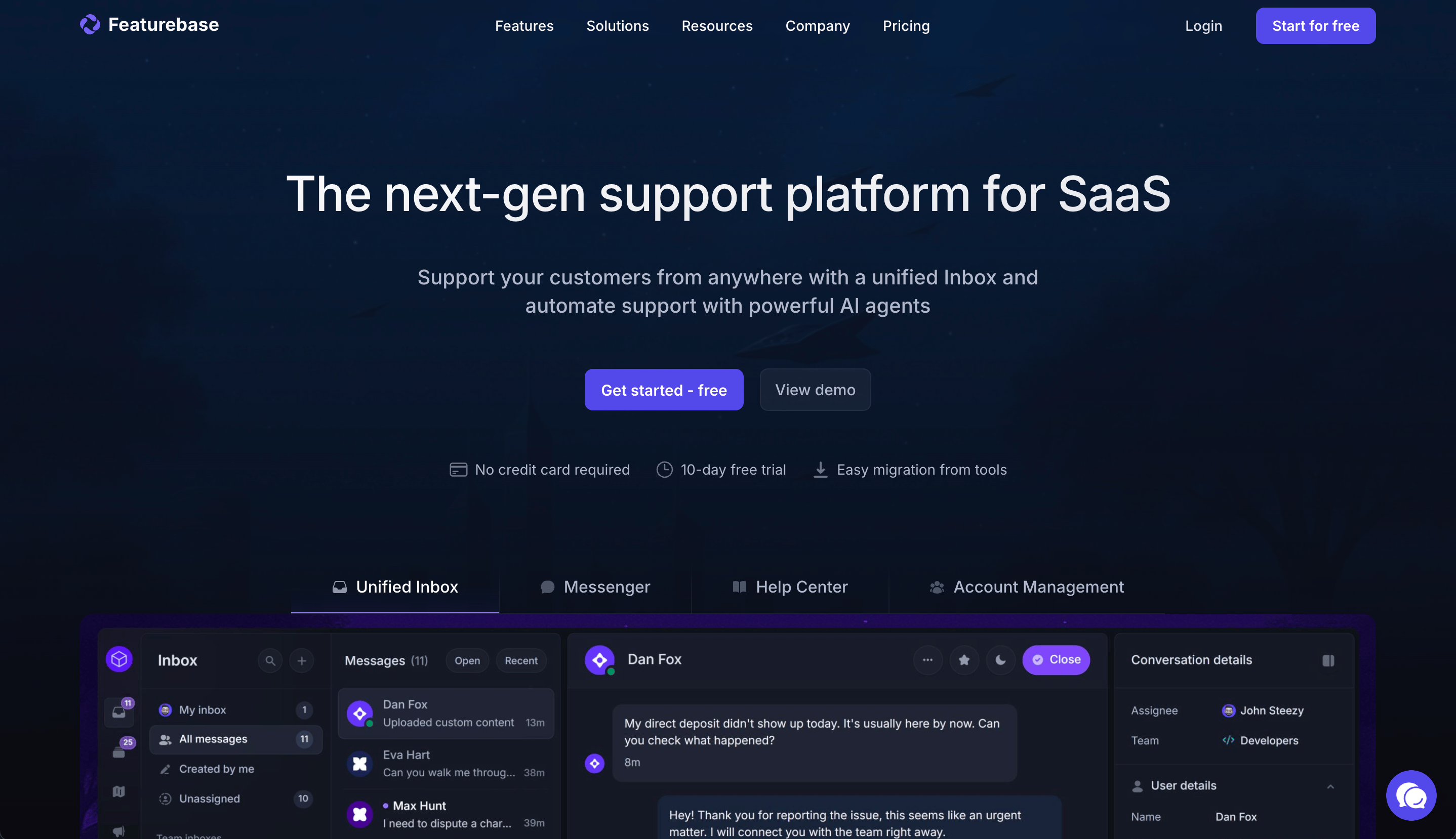 Featurebase is the next-generation support & feedback platform for modern SaaS