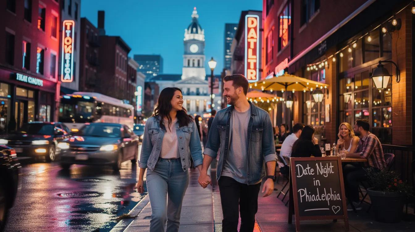 The image depicts a cozy, light-filled dining room in a romantic Philadelphia restaurant, perfect for a date night. With intimate tables and a menu featuring delicious small plates like scallop gratin and oysters, it's an ideal spot for conversation and sharing a full meal while enjoying a good selection of wine or cocktails.