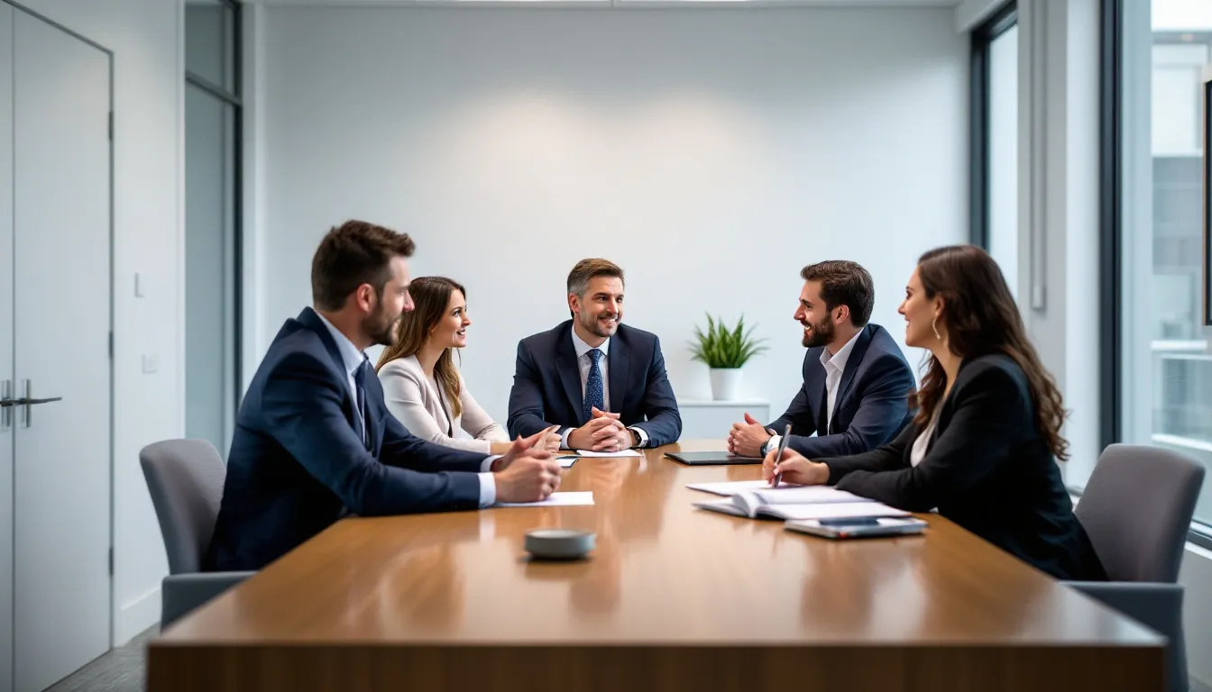 A team of lawyers at Johnston Law Firm consulting with clients.