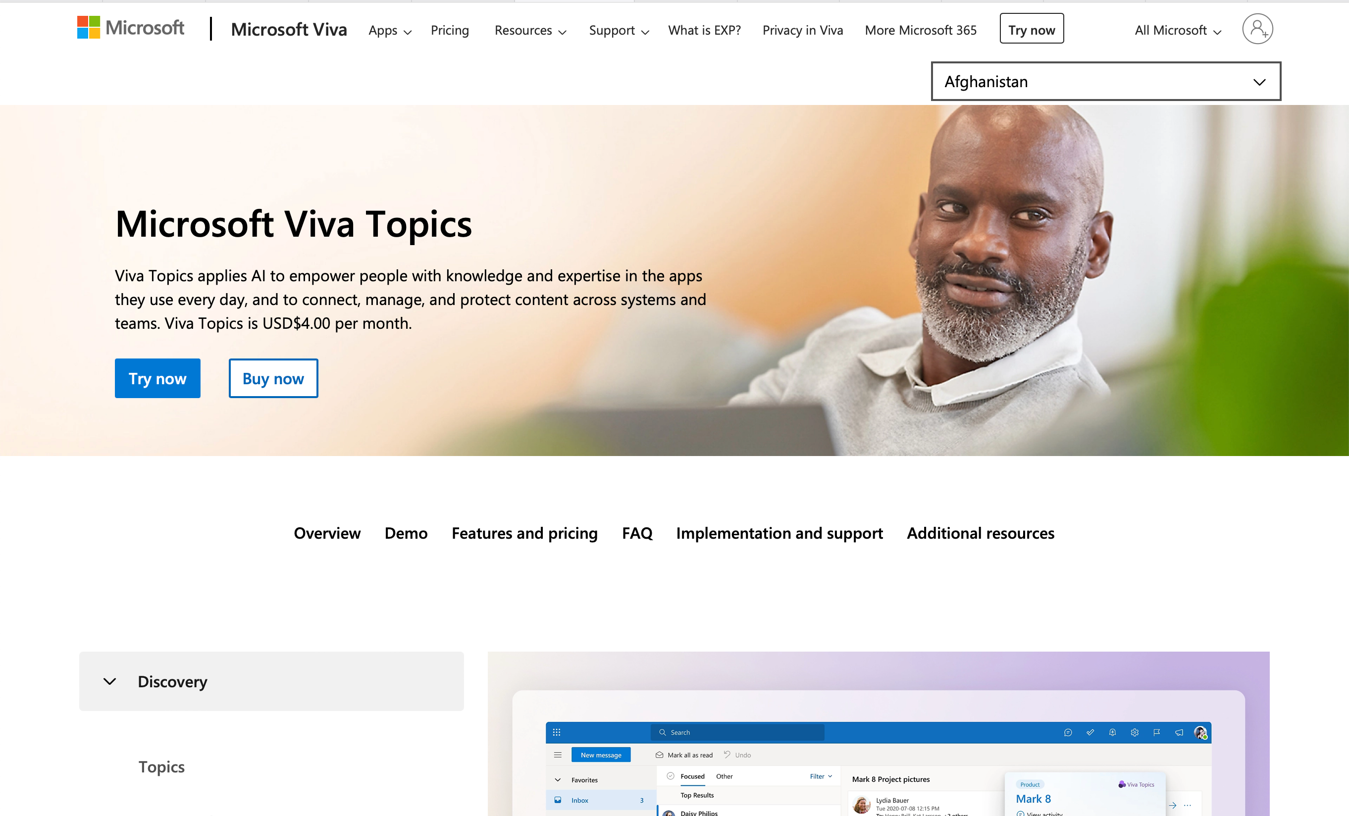 Viva Topics homepage