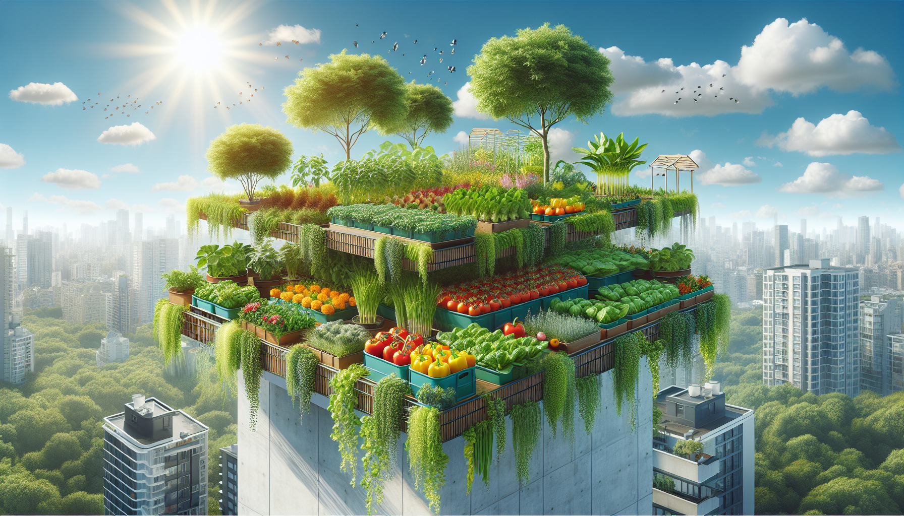 Illustration of rooftop gardening