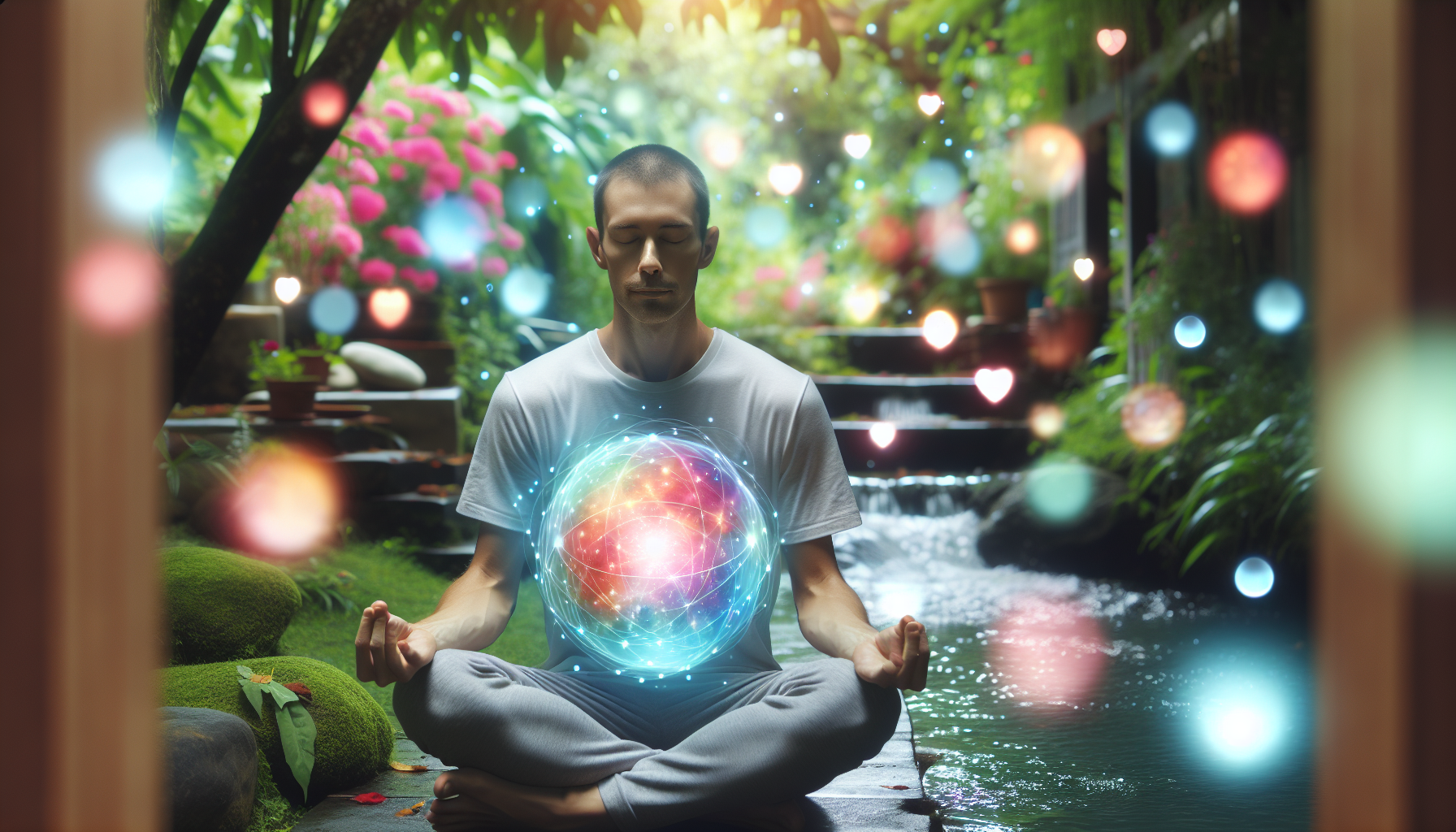 Person practicing visualization for vibrational alignment