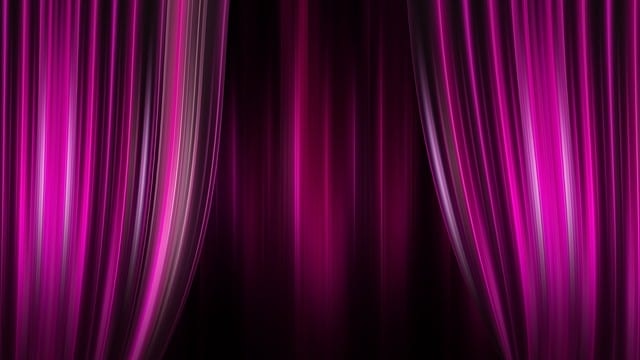 Purple theatre curtains.