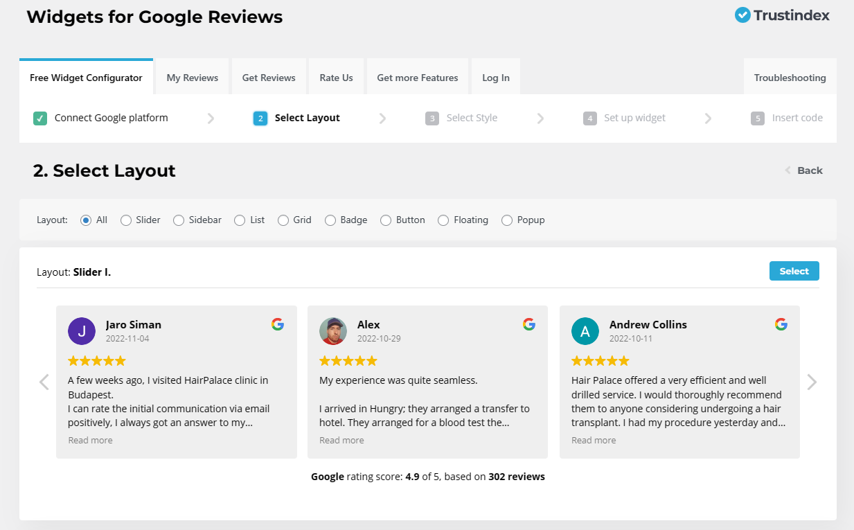 Google review widget