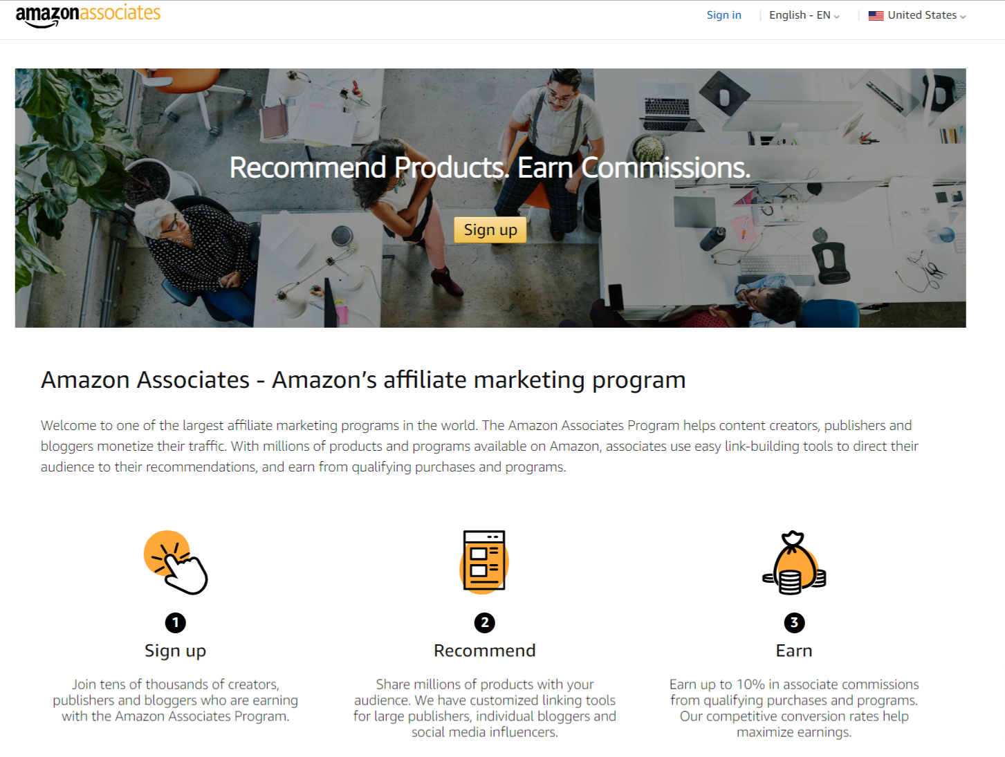 Amazon Associates Main Page