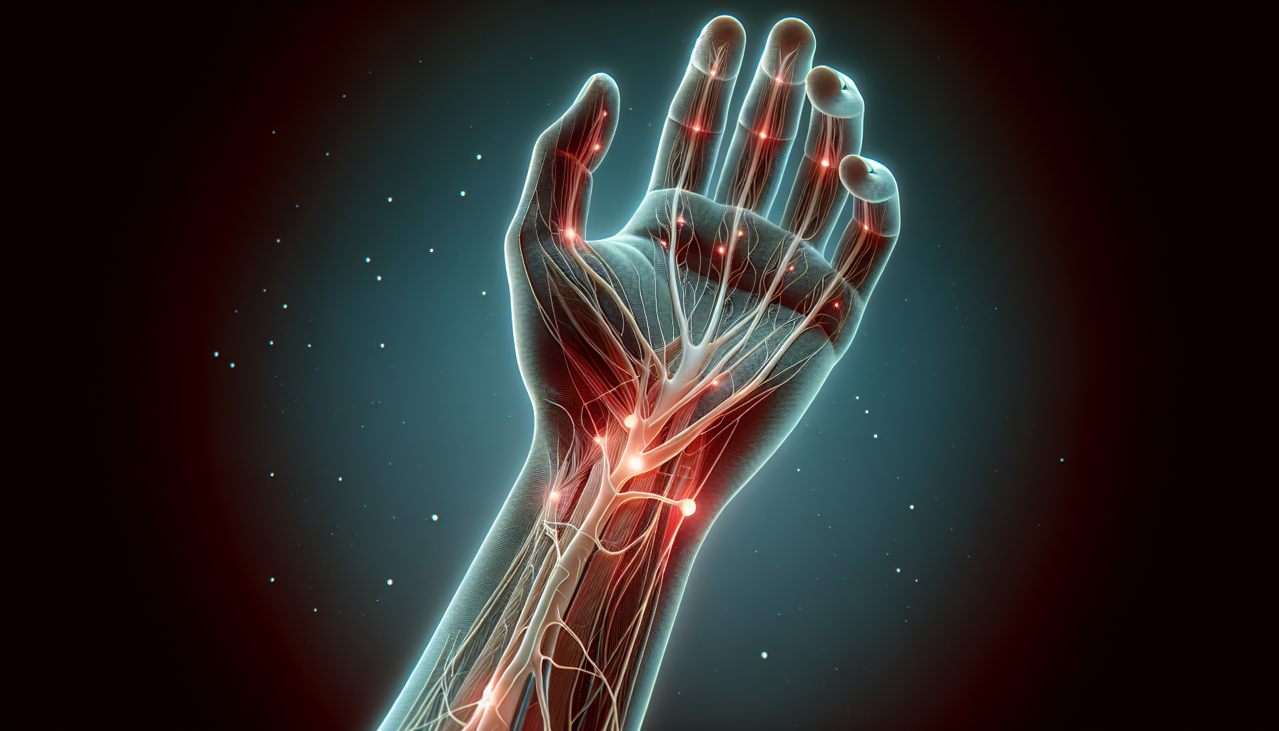 Illustration of nerves in the wrist