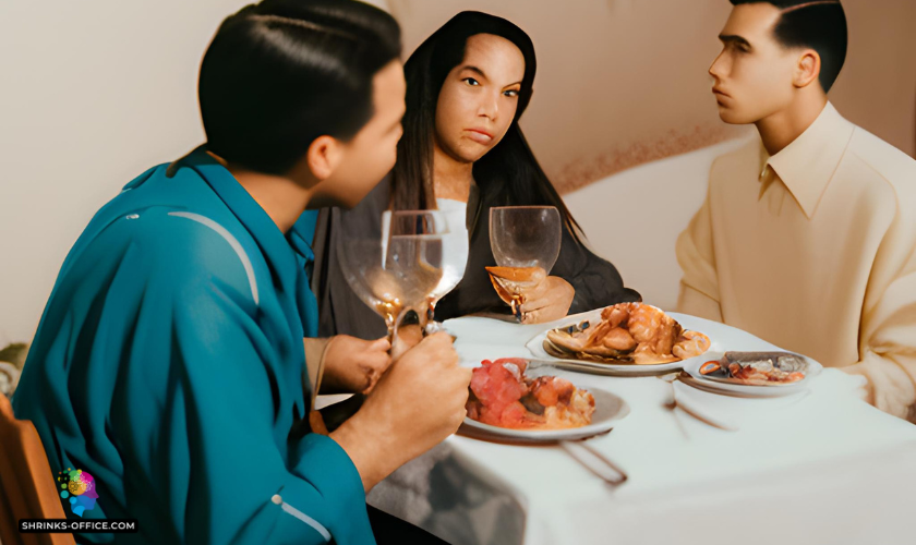 A family sitting together for a meal