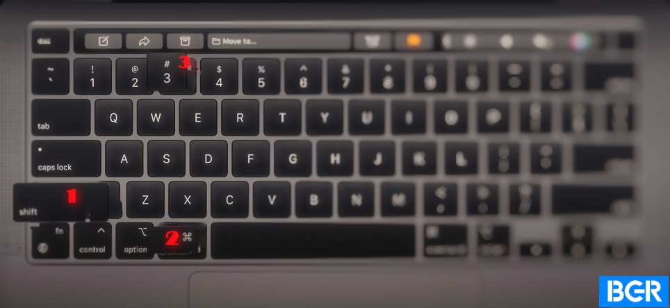 Press the keys labelled  1, 2, 3 all at the same time to take a screenshot