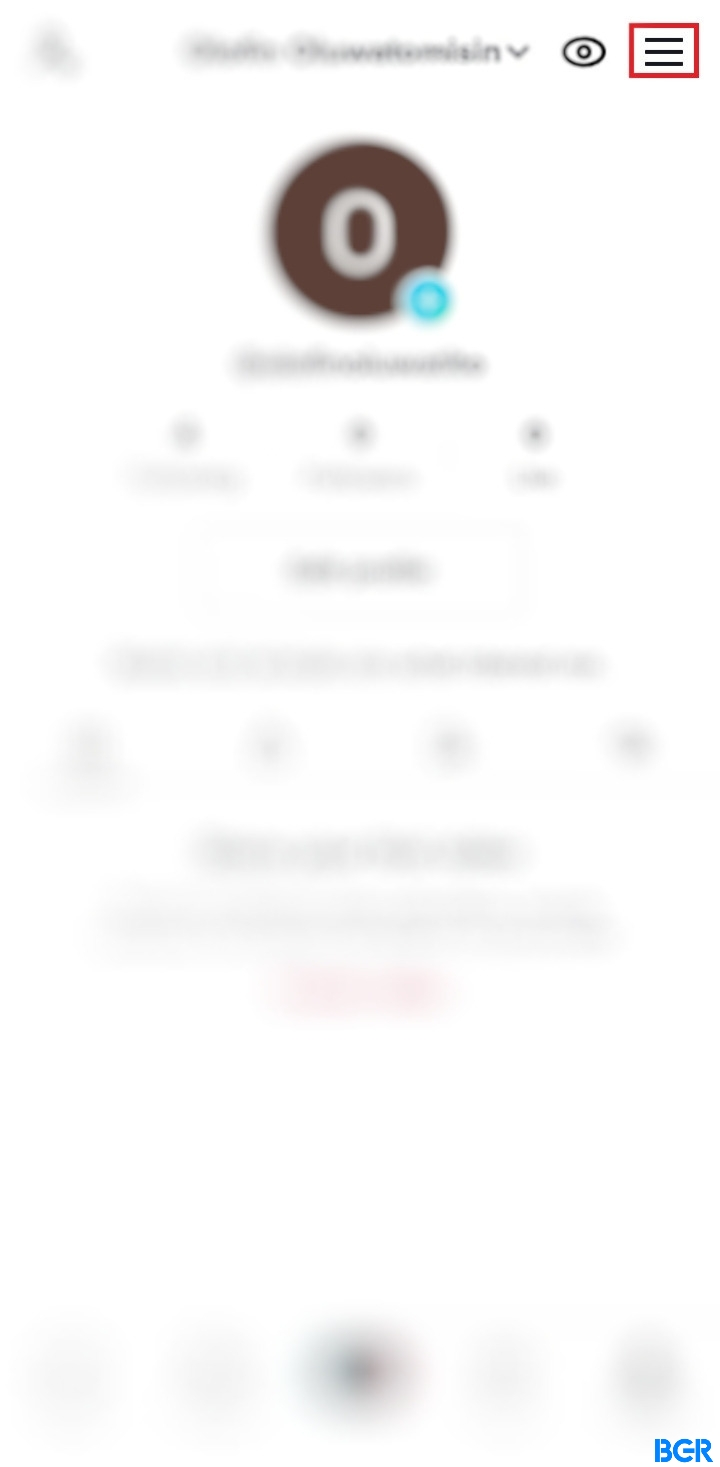 Three-dots  to TikTok Profile view option