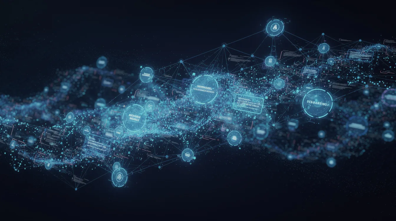 The image depicts an abstract blockchain network featuring interconnected glowing nodes against a dark background, symbolizing the infrastructure of crypto payments and the seamless transaction flow of a crypto payment gateway. This visually represents the innovative technology behind accepting crypto payments and the potential for anonymous transactions in the digital currency landscape.