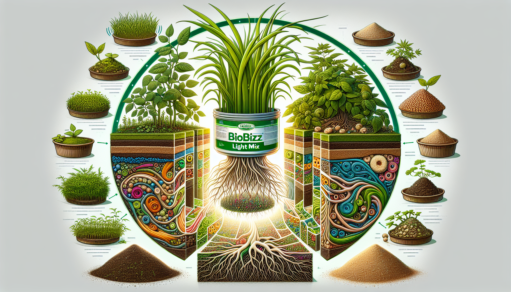 A comparison of BioBizz Light Mix with other substrate mixes in a graphical representation.