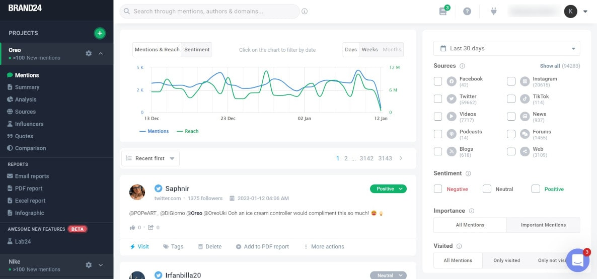 Brand24 - one of the best social media audit tools