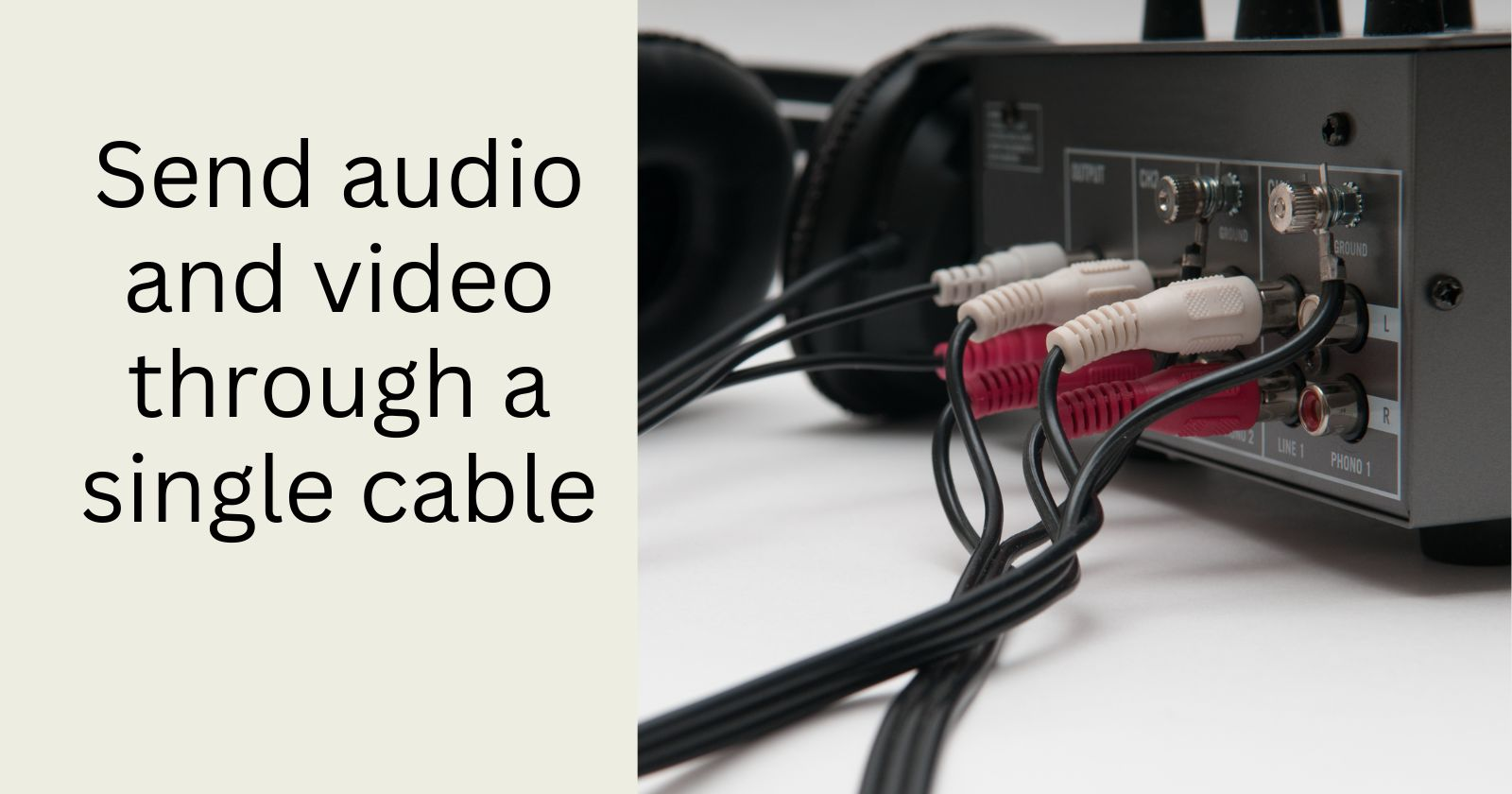 Picture of system with a text"Send audio and video through a single cable": HDMI ARC Cable