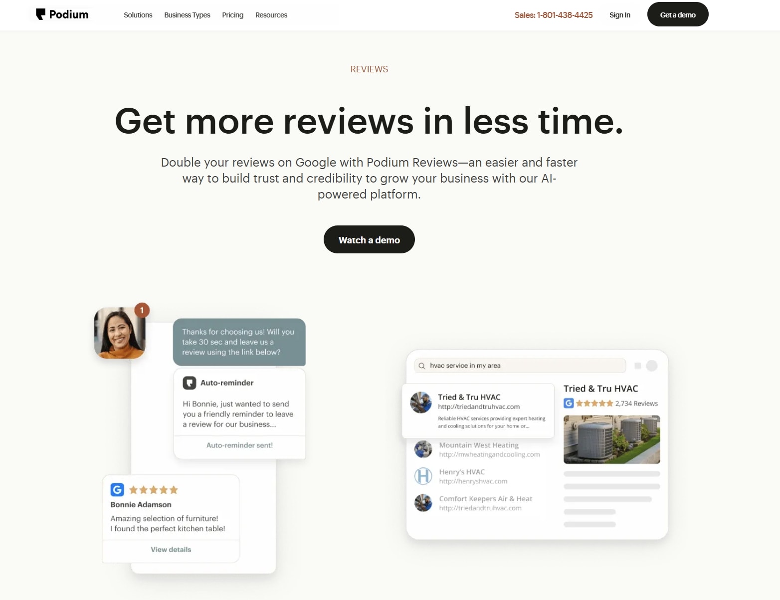 podium reviews landing page