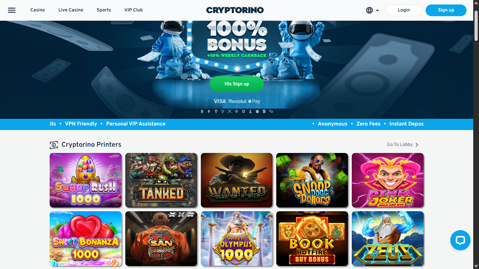 Cryptorino – Best for High Roller Bonuses