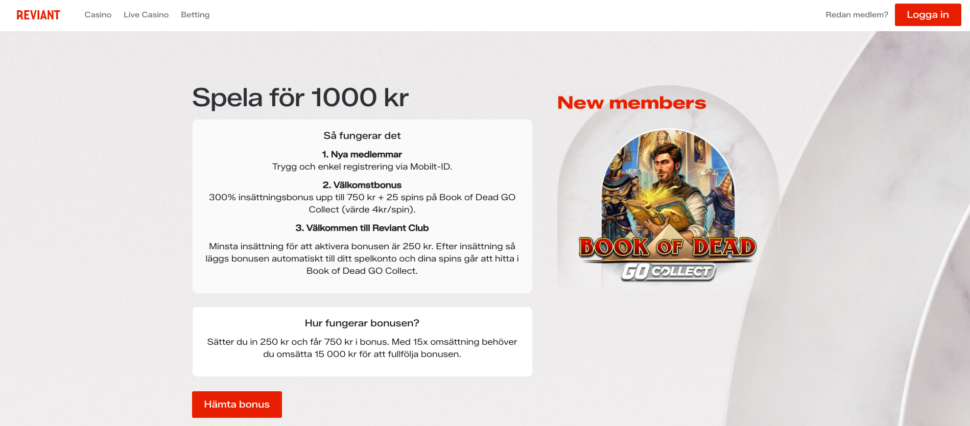 Casino bonus med 300% insättningsbonus och free spins för nya spelare på online casino med svensk licens