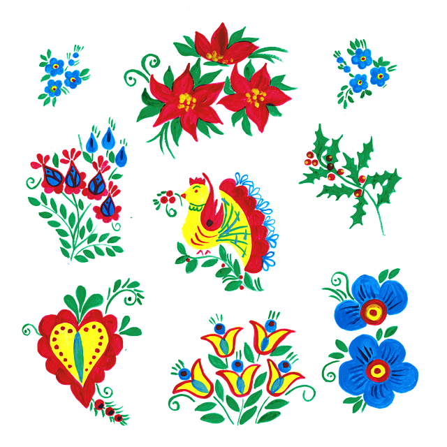 folk art, slavic pattern, floral pattern