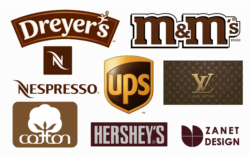 Highly popular brands with brown logos. 