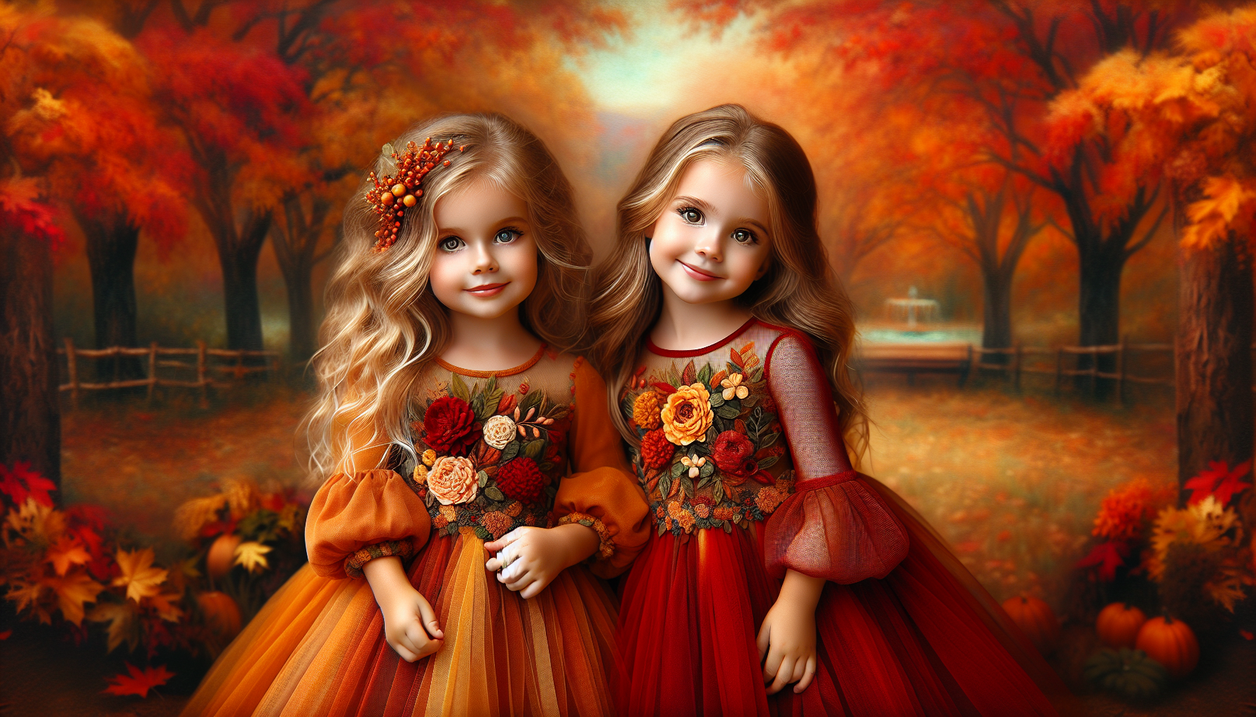 Little girls in adorable fall dresses