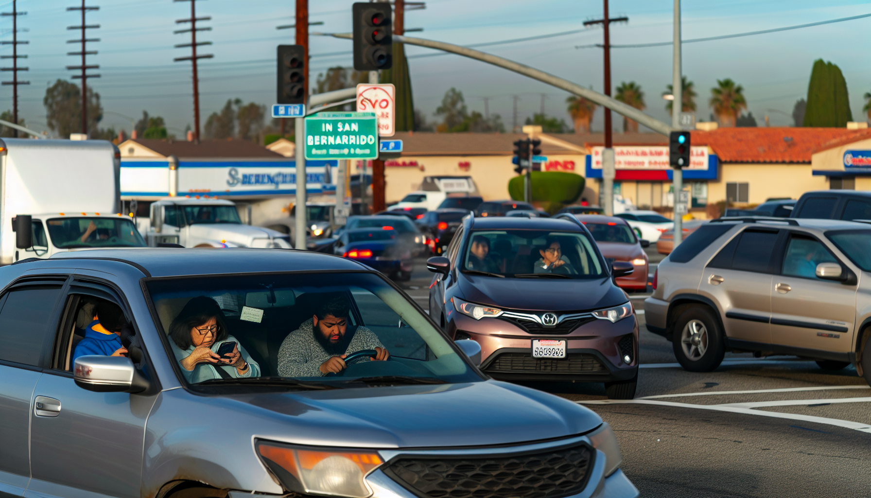 Common causes of car accidents in San Bernardino include driver negligence, distracted driving, and hazardous road conditions