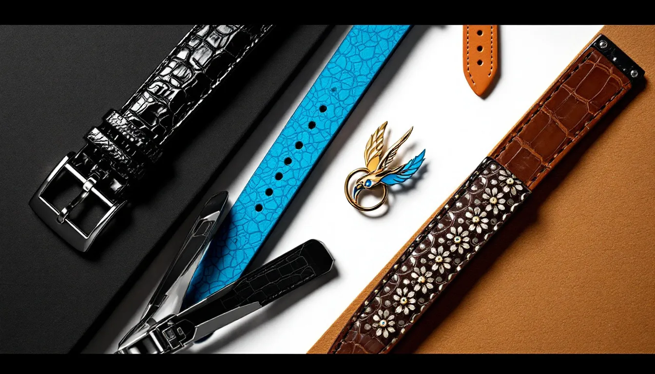 Customization options for lizard watch straps including colors and designs.