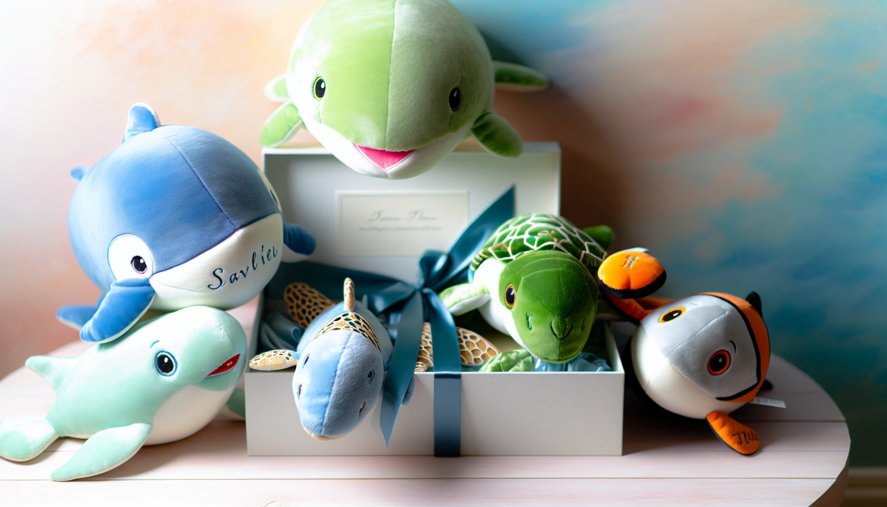 Personalized ocean stuffed animal gift set