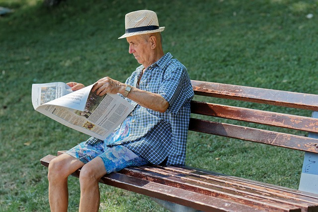 old man, elderly, bench