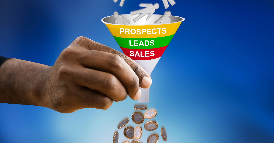 Sales professionals using sales prospecting tools to build a sales funnel