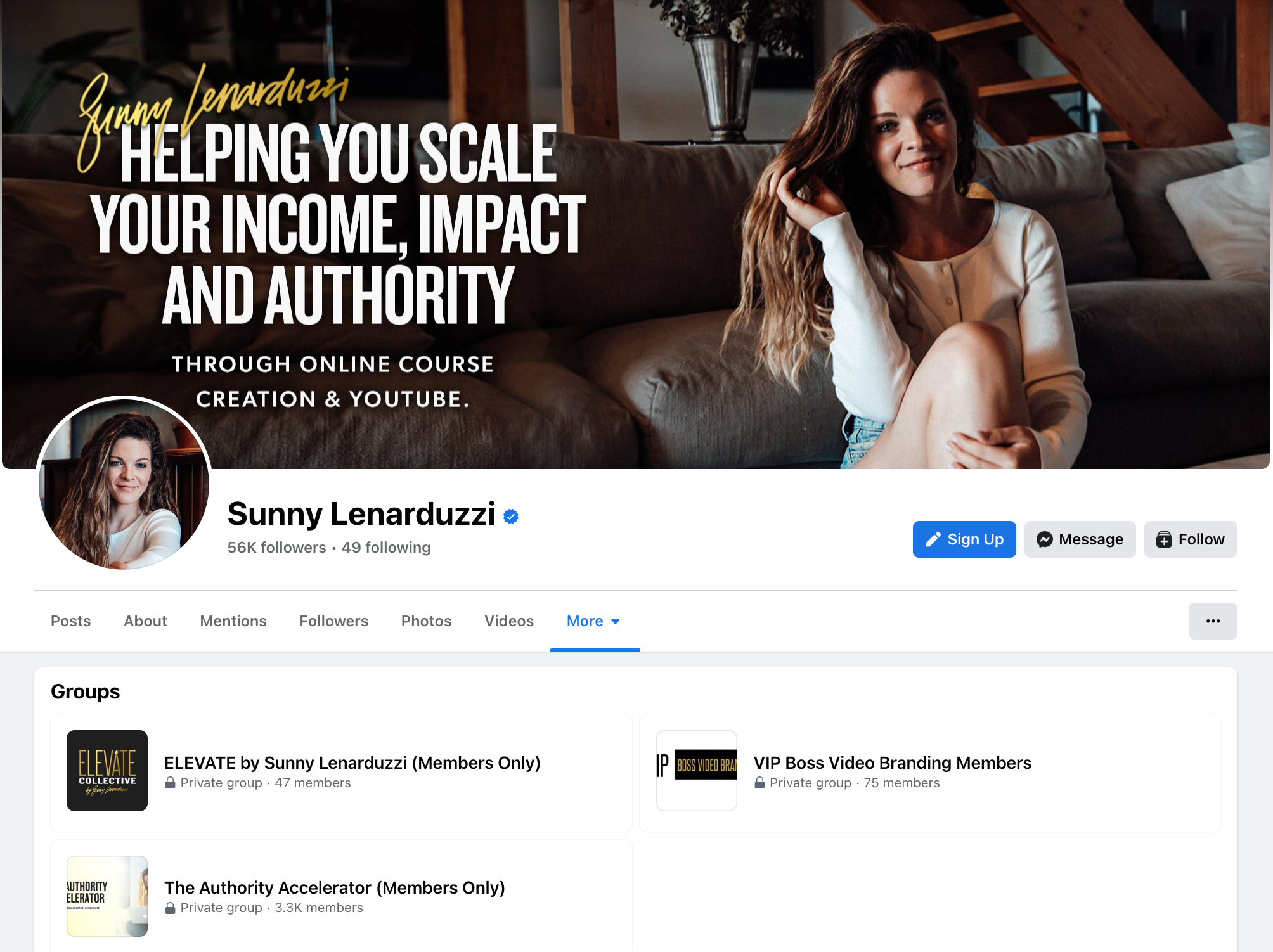 Sunny Lenarduzzi example of how to grow your facebook group