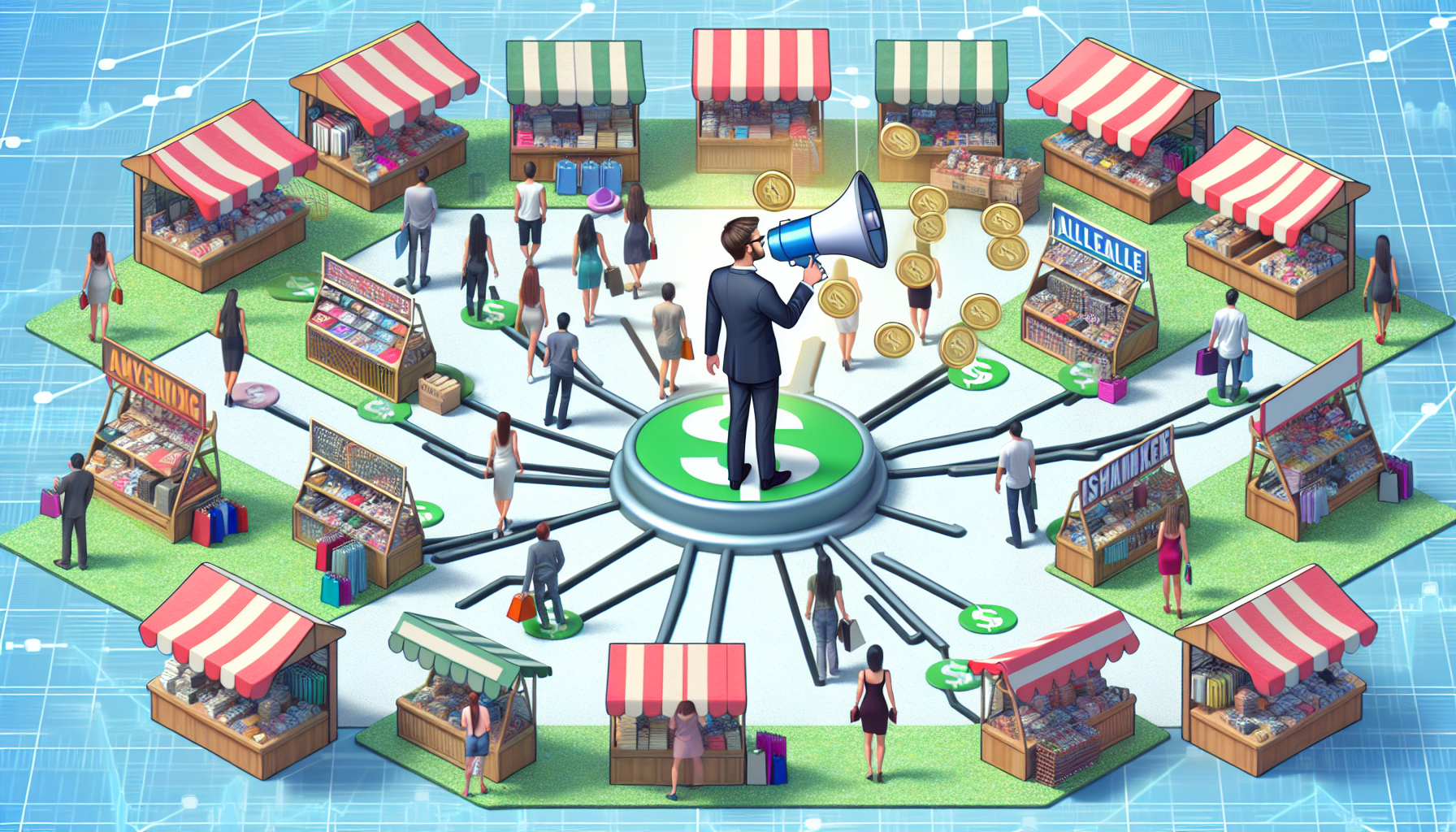 Illustration of affiliate marketing in retail