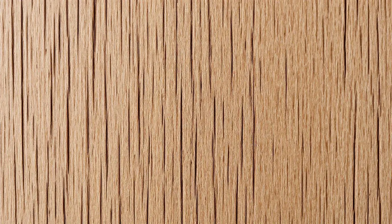 A close-up view of natural oak wood grain reveals its distinctive patterns and medullary rays, showcasing the natural beauty and elegance of solid oak furniture. This detailed texture highlights the warmth and durability of oak, making it an ideal choice for dining tables and other stylish home decor.