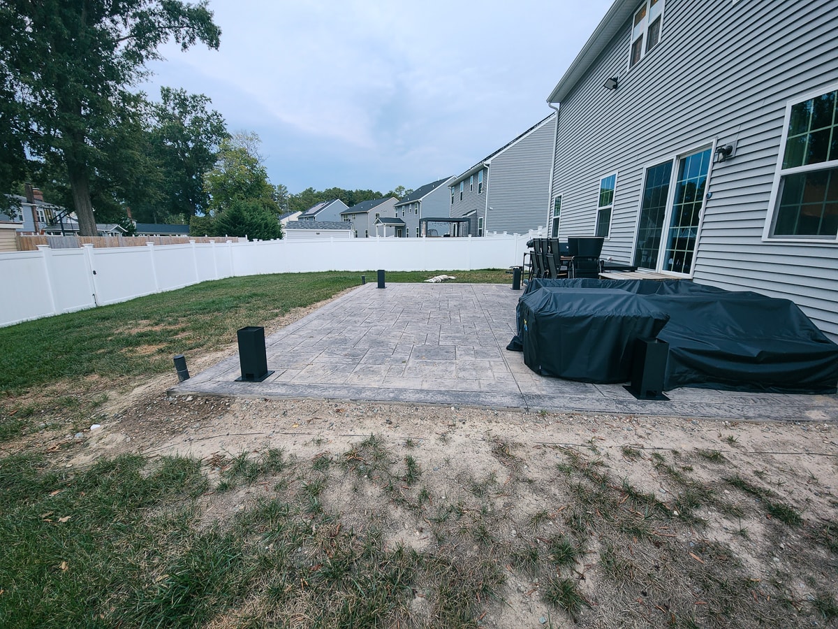 Post bases are installed and ready for the remainder of the pergola.