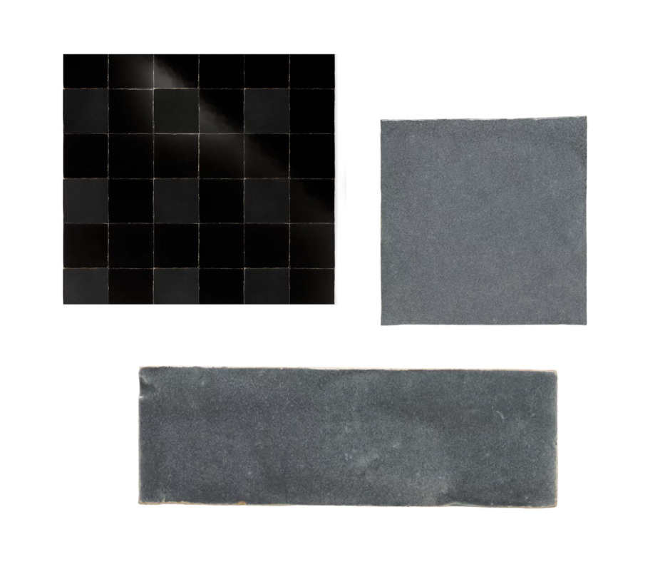 in addition to tile collections, Ann Sacks offers home tours, designer spotlights, etc. gray and black Idris tiles pictured above