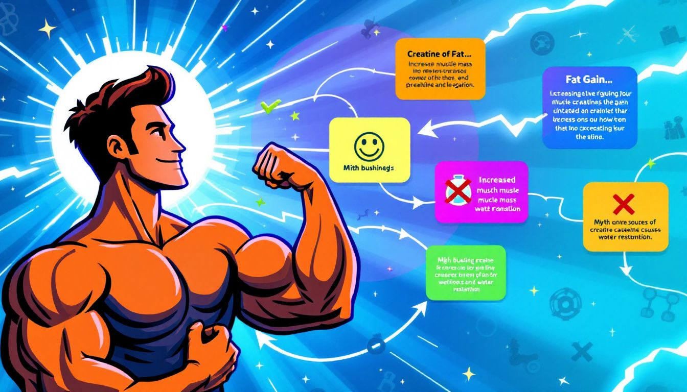 An infographic illustrating the relationship between creatine and fat gain.