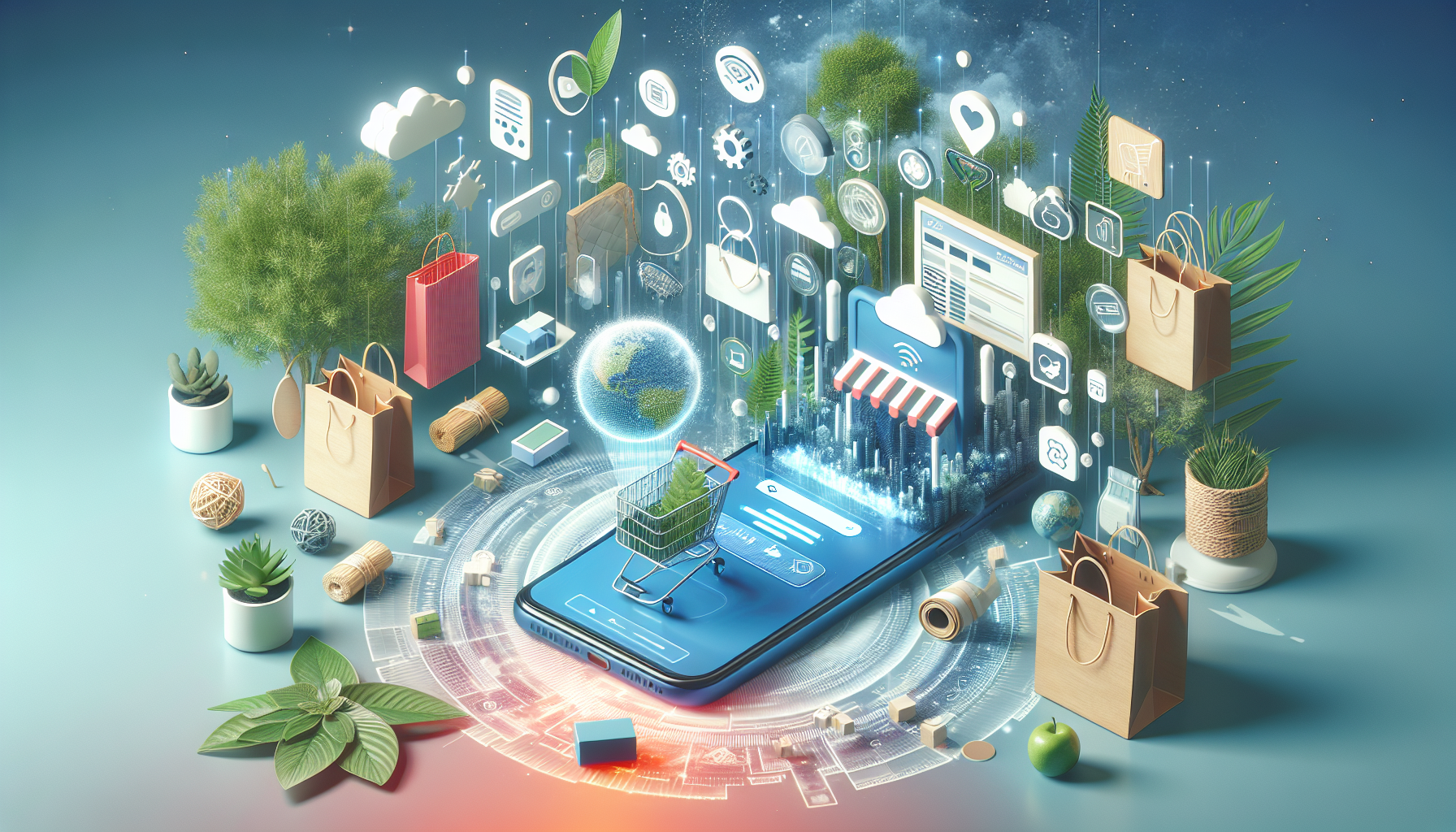 Emerging trends in ecommerce, including mobile shopping and sustainability practices.