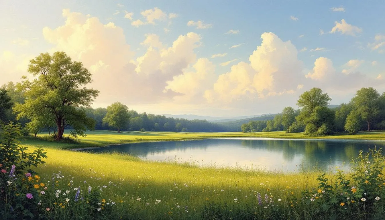 A peaceful picnic scene at Turner Pond in Sky Meadows State Park.