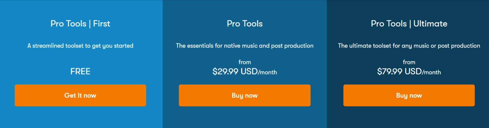 Pro Tools pricing page