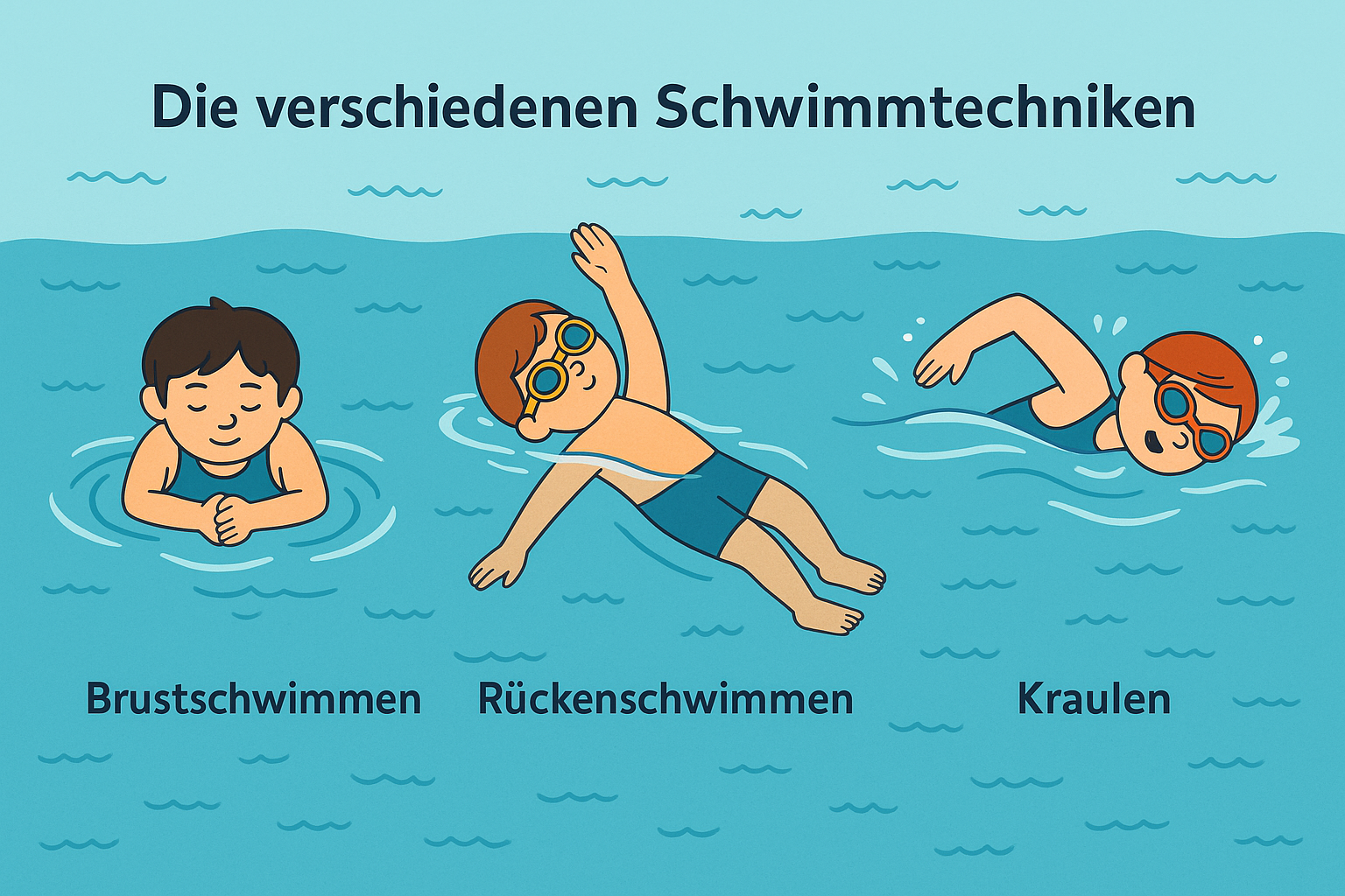 Bauch oder Rückenlage Grobform der Schwimmlage Brustschwimmen (Bauch), Rückenschwimmen und Kraulen (Bauch)