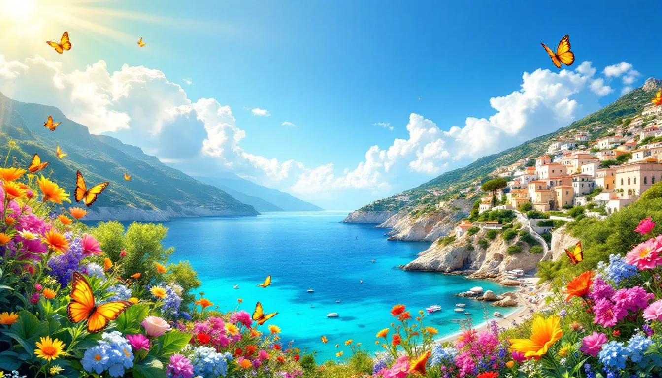 Atrakcje turystyczne na wyspie Rodos, w tym dolina motyli i malownicze widoki.