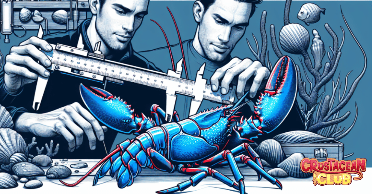 Illustration of a person measuring a lobster