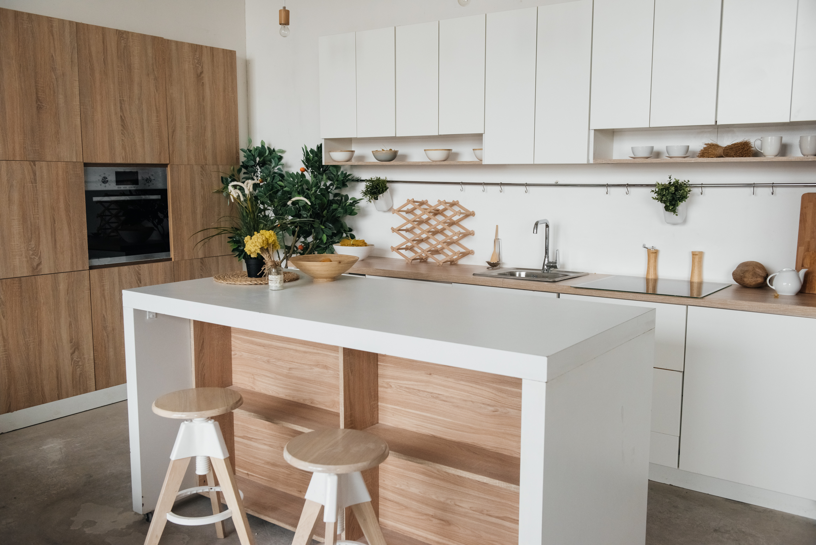 Breakfast bar in modern kitchen