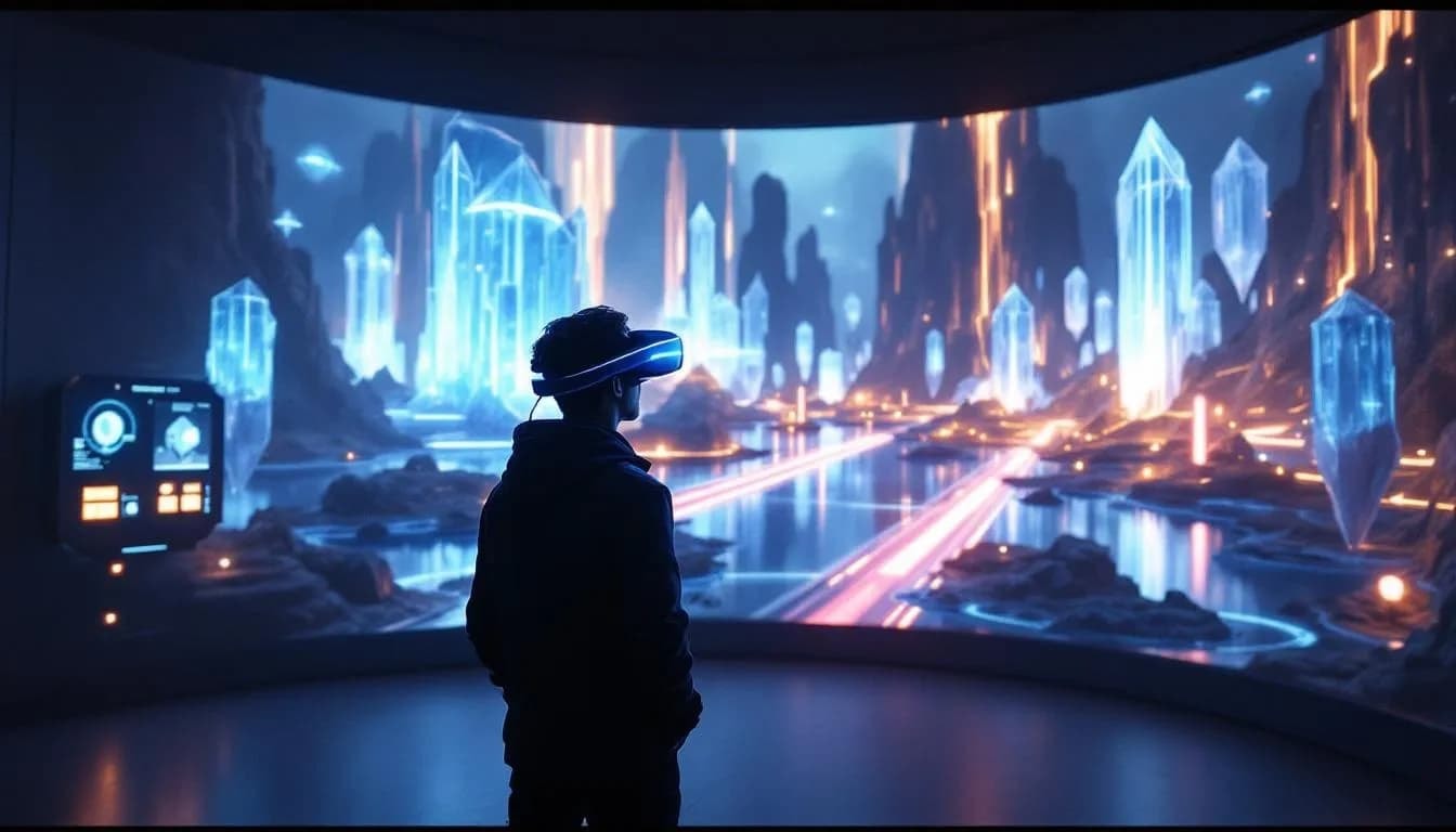 A tourist enjoying a virtual tour using spatial videos.