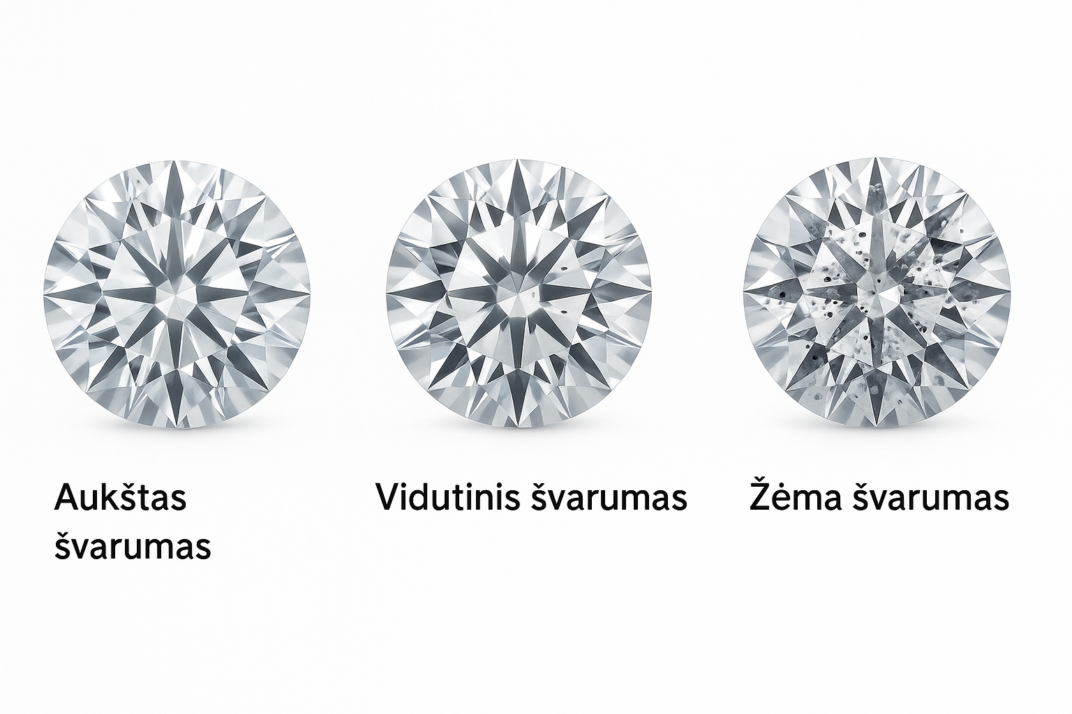 Deimantų švarumo palyginimas