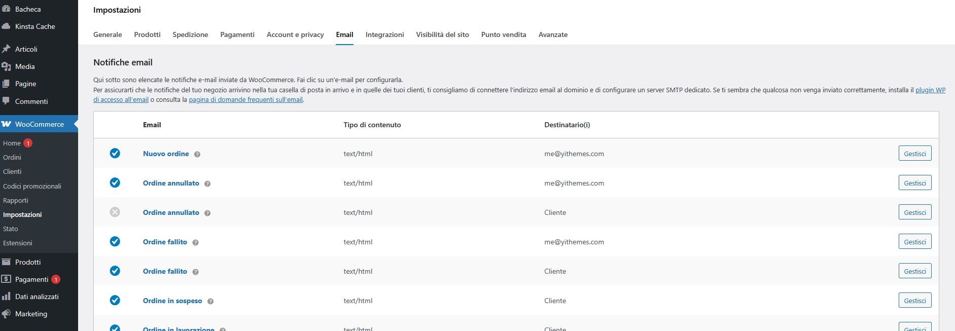 Email transazionali create da WooCommerce