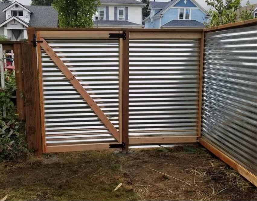 Wood and Corrugated Metal Fence