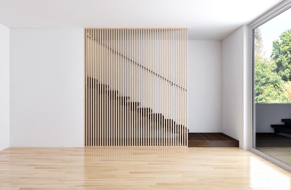 interior wood slat wall ideas as a room divider